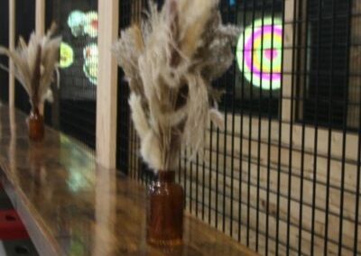 Custom decor outside axe throwing Unique Party Venue Grand Rapids