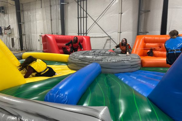 Hungry Hungry Hippo lifesize game with people playing