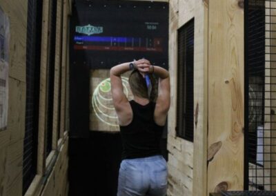 Cornhole boards in play area at BGR