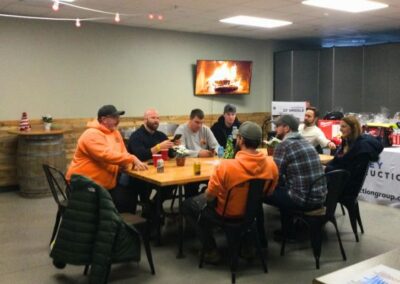 team of workers sitting at table working on teamwork