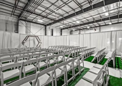 BGR Event Center Wedding setup for ceremony white chairs