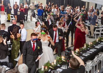 BGR Event Center Wedding reception bride and groom with guests