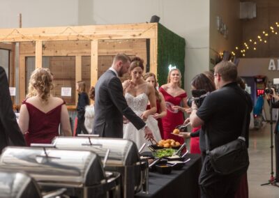 BGR event center bride and groom in buffet line